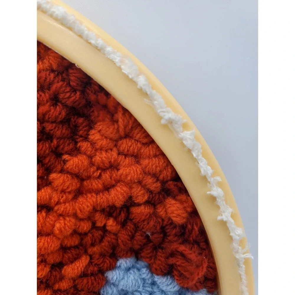 Stunning Handmade Sunset Mountain Punch Needle Art - 8